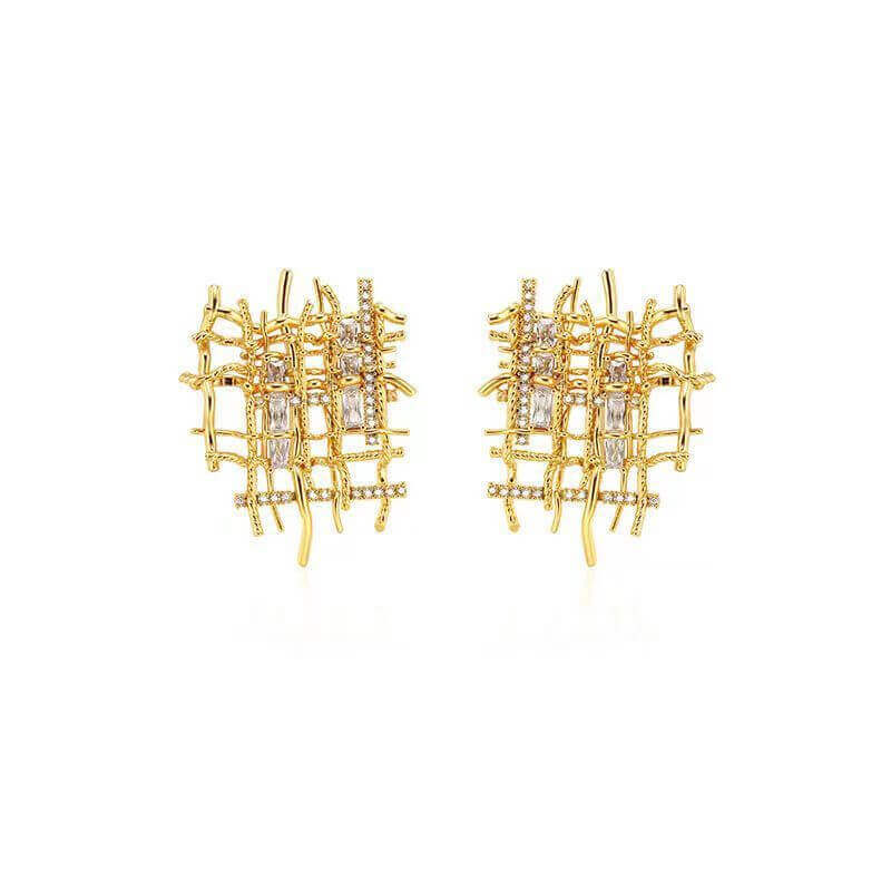 Gold Plated Braided Woven Earrings 