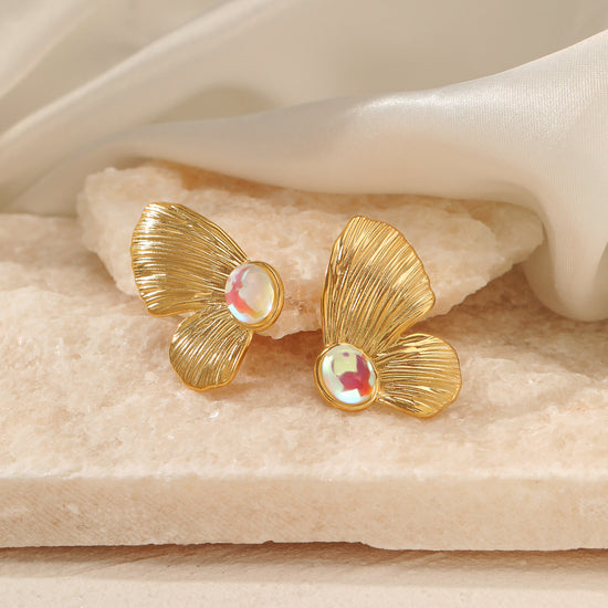 18K Gold Plated Chunky Butterfly Stud Earrings