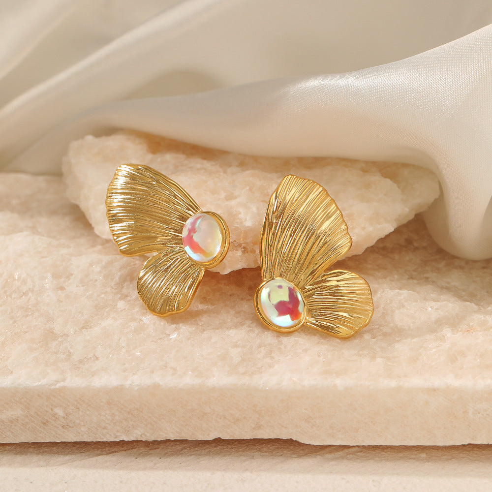 18K Gold Plated Chunky Butterfly Stud Earrings