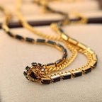 Gold Plated CZ Black  Layering Necklace