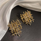 Gold Plated CZ Braided Woven Earrings 