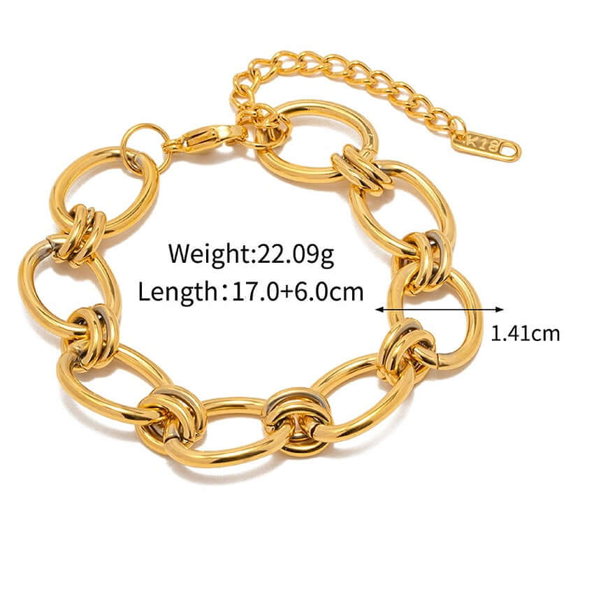 18K Gold Plated Stainless Steel Chunky Chain Bracelet and Necklace