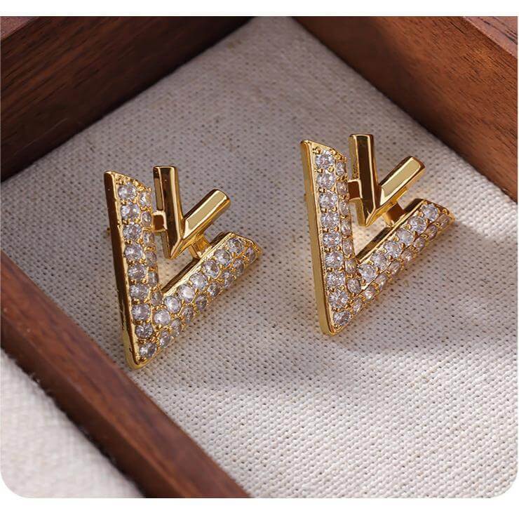 Two Ways Essential V Shaped Chevron Front Back Ear Jacket Earrings