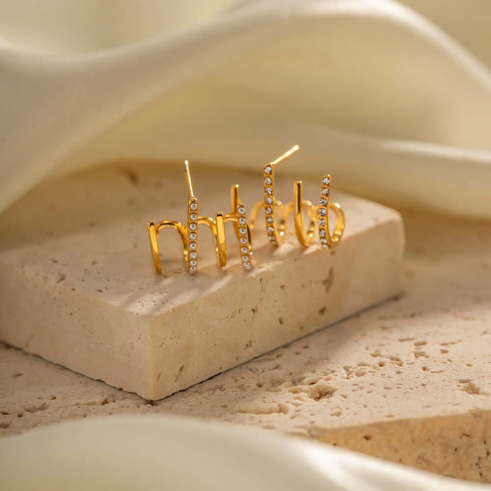 18K Gold Asymmetric Claw Earrings, Small Pearl Earrings, Minimal Earrings