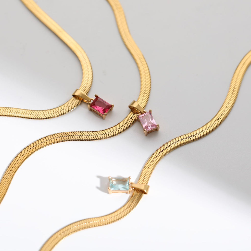 18K Gold Serpentine Choker Necklace with CZ
