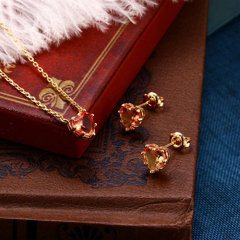 Gold Plated Crystal Necklace Earrings