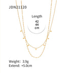 18K Gold Plated Geometric Double Strand Chain Necklace