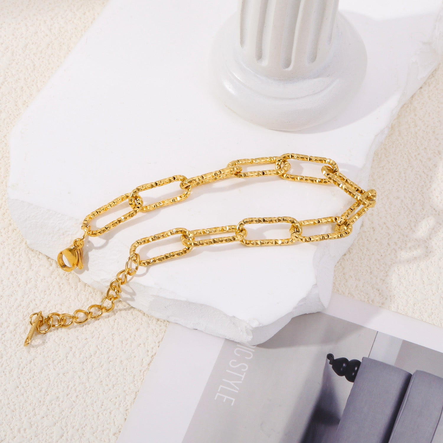 18K Gold Plated Stainless Steel Link Chain Bracelet and Necklace