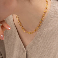 18K Gold Plated Stainless Steel Link Chain Bracelet and Necklace