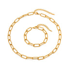18K Gold Plated Stainless Steel Link Chain Bracelet and Necklace