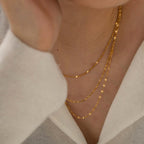 18K Gold Plated Triple Strand Lip & Cable Chain Necklace