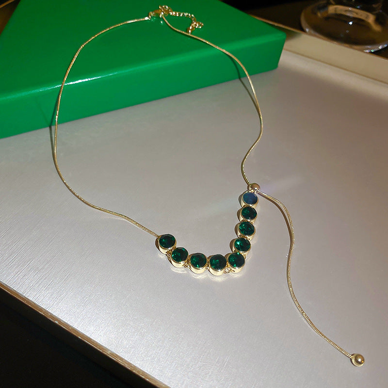  Gold Plated Green CZ Necklace