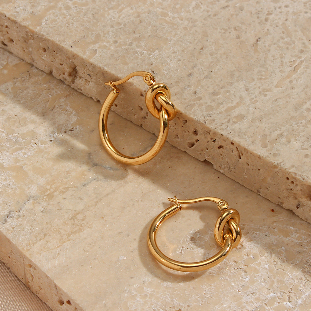 Gold Plated Knot Hoop Earrings