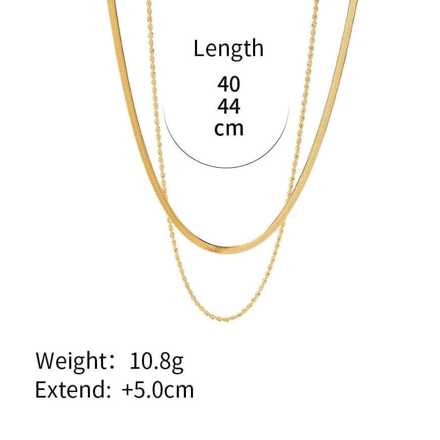 18K Gold Plated Double Strand Snake Chain Necklace