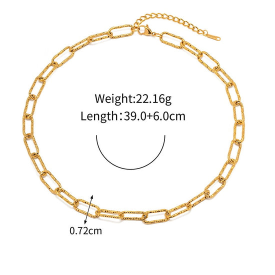 18K Gold Plated Stainless Steel Link Chain Bracelet and Necklace