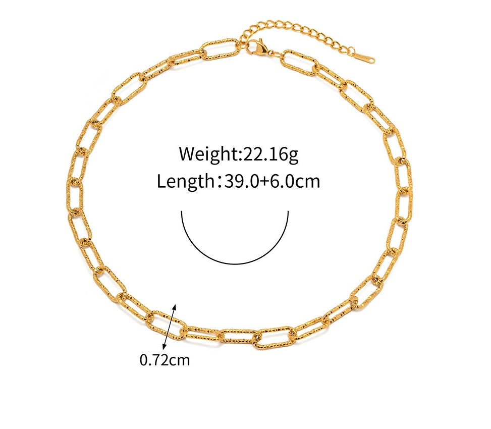 18K Gold Plated Stainless Steel Link Chain Bracelet and Necklace