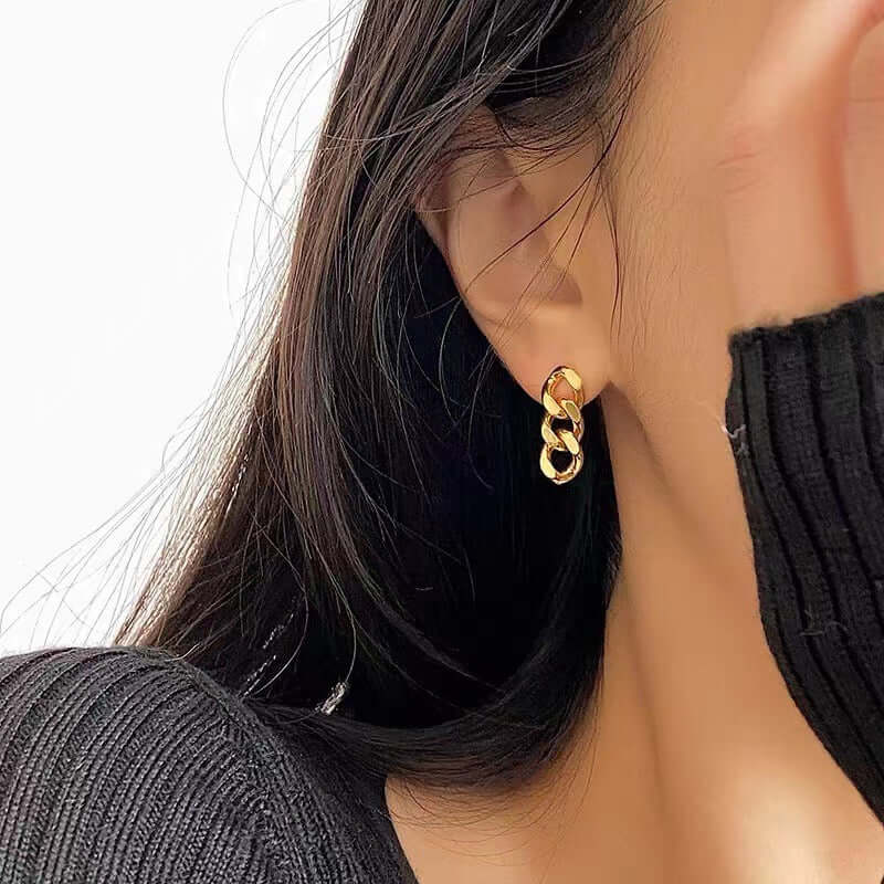 18K Gold Plated Minimal Chain Drop Earrings