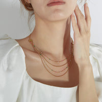 Gold Plated Multi Strand Beads Necklace