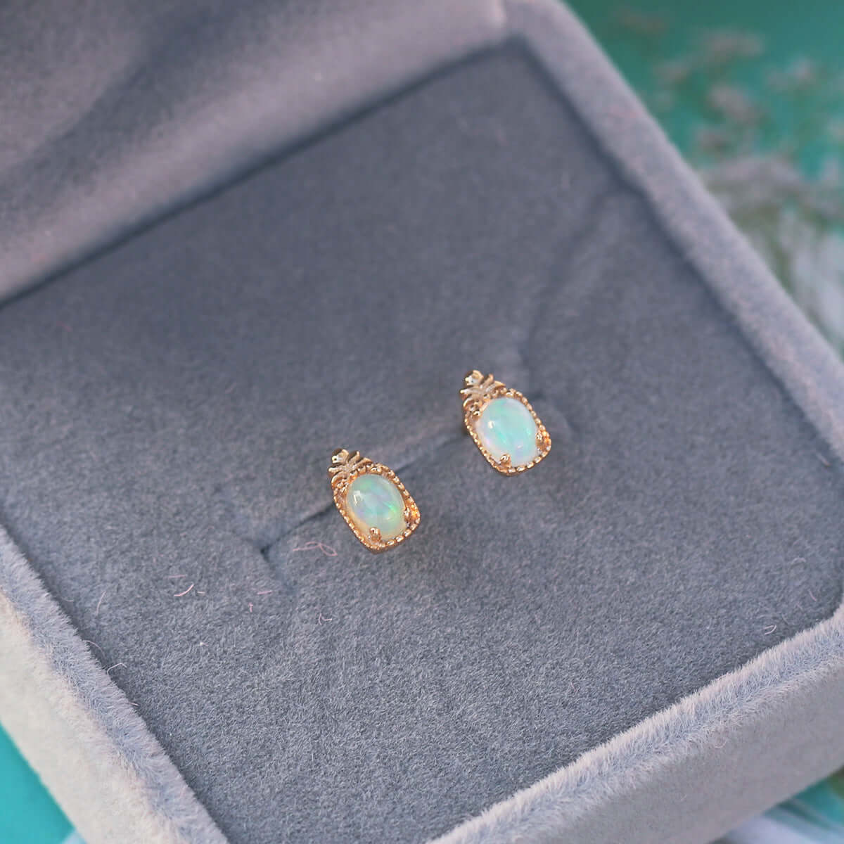 Gold Plated Opal Stud Earrings