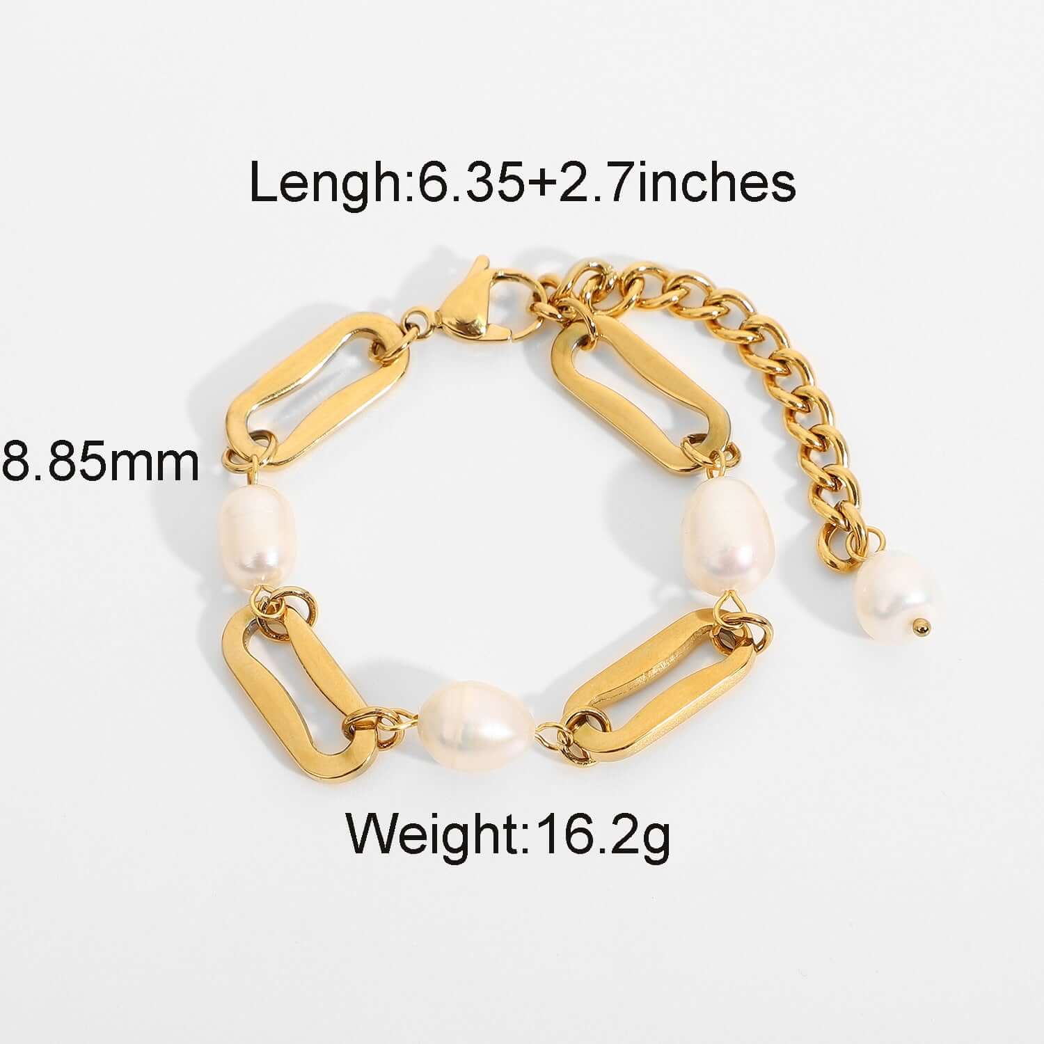 Gold Plated Paperclip Pearl Bracelet