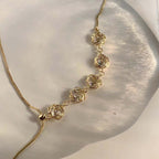 Gold Plated Pearl Flower Y Necklace