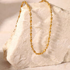 18K Gold Plated Minimal Rice Beads Chain Necklace