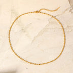 18K Gold Plated Minimal Rice Beads Chain Necklace
