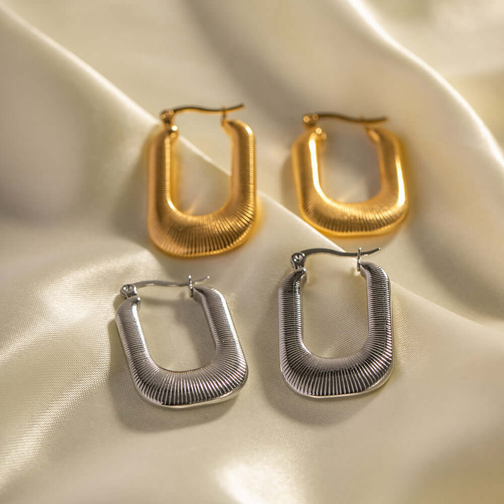 18K Gold Plated Chunky U Shape Hoop Earrings