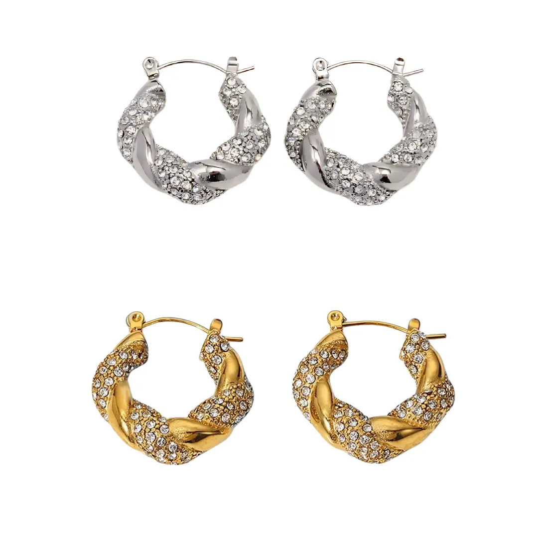 18K Gold Plated Irregular Blaid Hoop Earrings