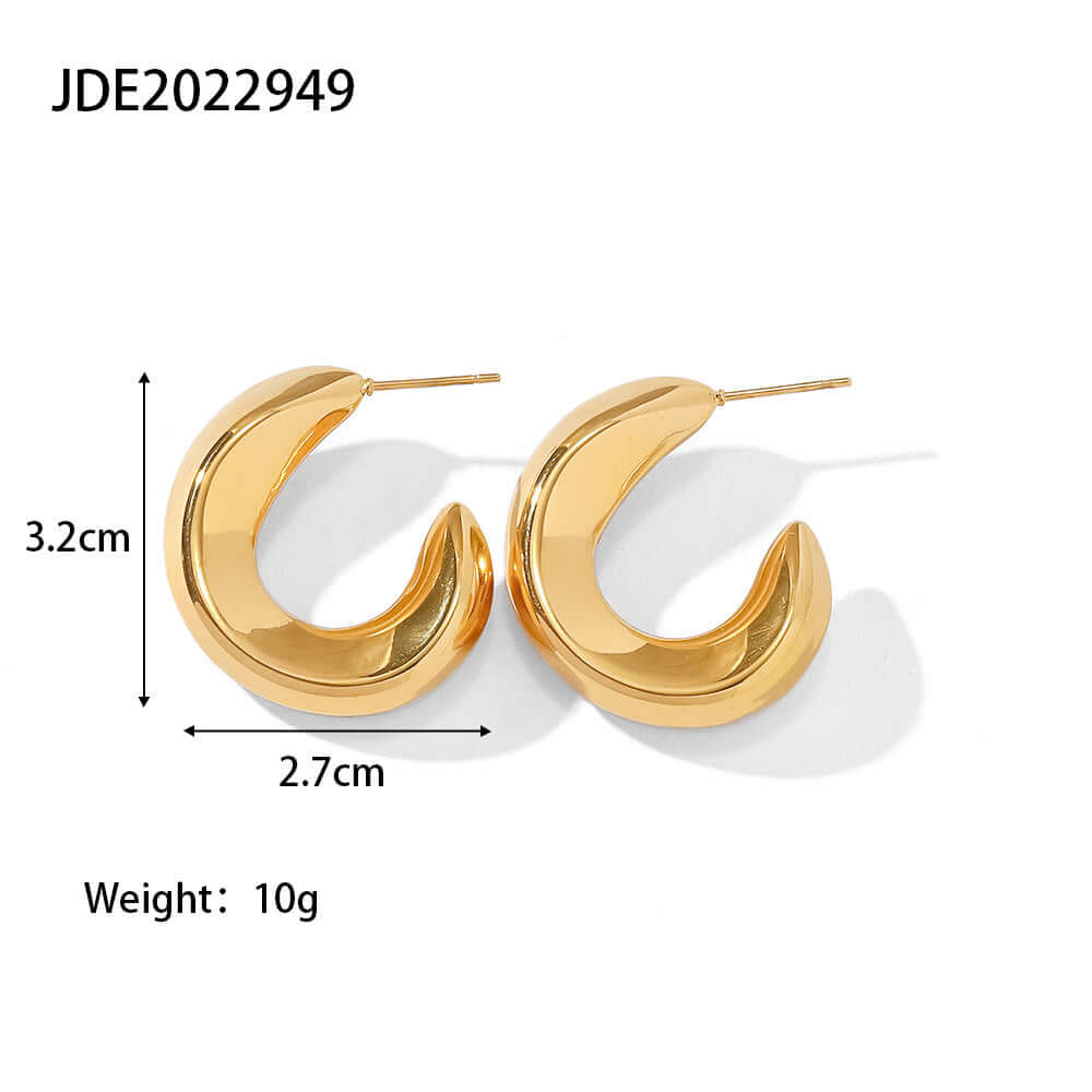 18K Gold Plated Chic C Hoop Earrings