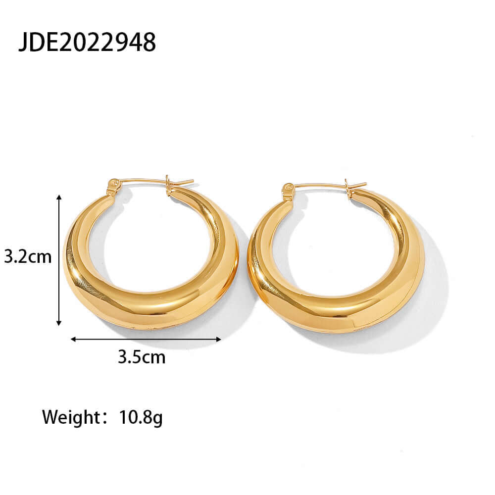 18K Gold Plated Fat Chunky Hoop Earrings