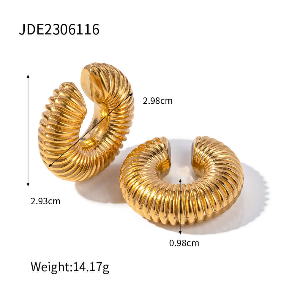 18K Gold Plated Spiral C Hoop Earrings | JDE2138