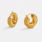 Gold Plated Spiral Chunky C Earrings