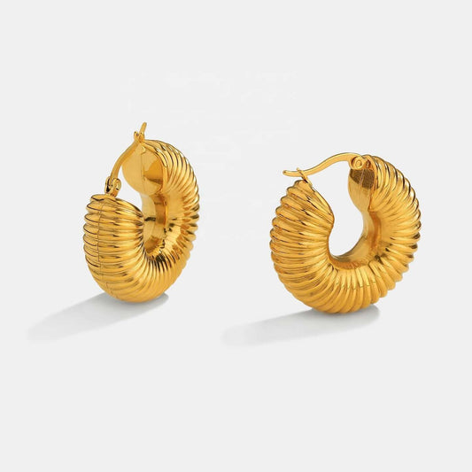 Gold Plated Spiral Chunky C Earrings