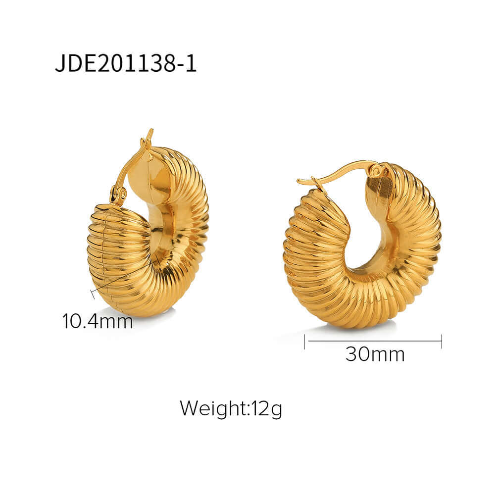 18K Gold Plated Spiral C Hoop Earrings | JDE2138