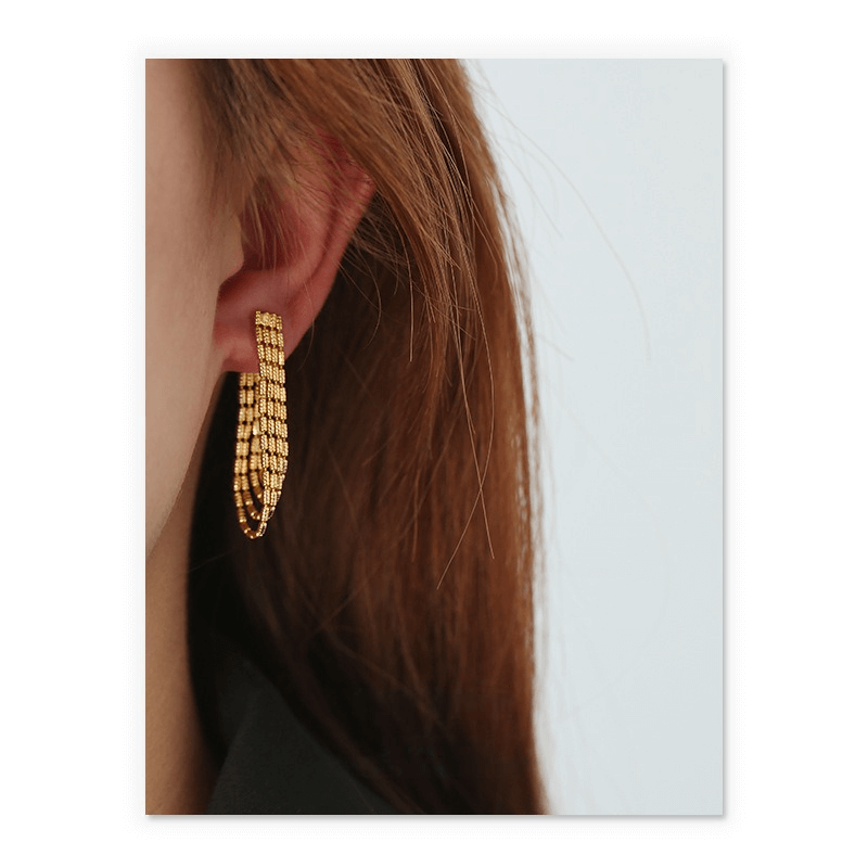 Gold Plated Tassel Drop Earrings