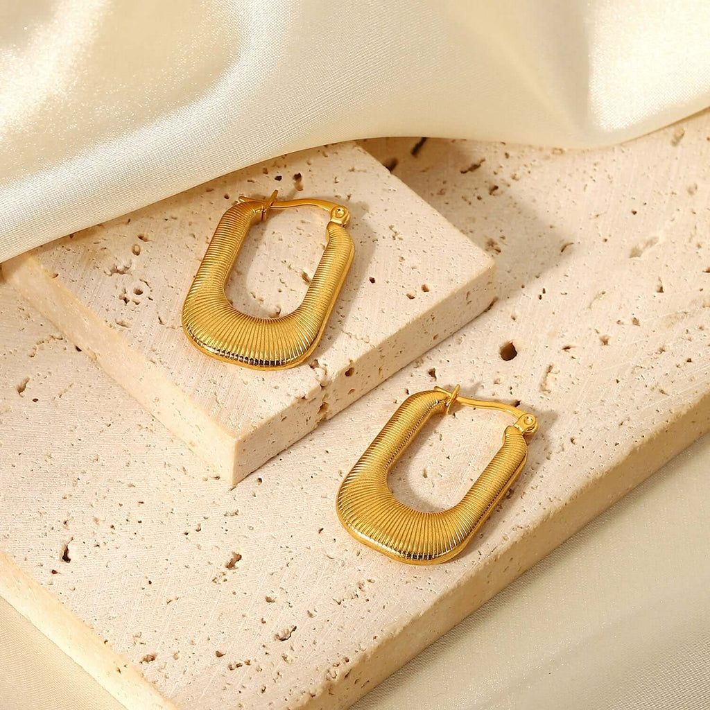 18K Gold Plated Chunky U Shape Hoop Earrings