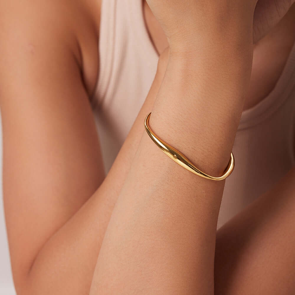 18K Gold Plated Titanium Bangle Bracelet | JDB289