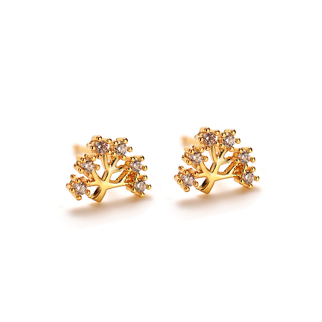 Gold Plated Tree Stud Earring