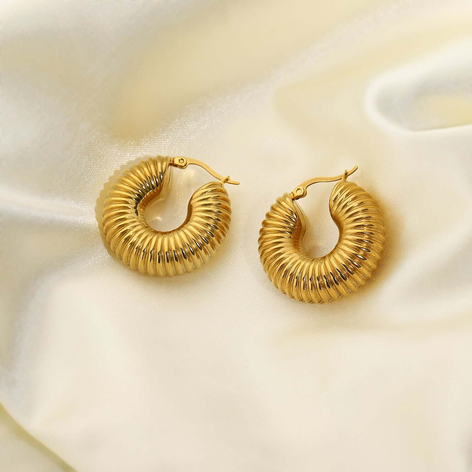 Gold Plated Twisted C hoop Earrings