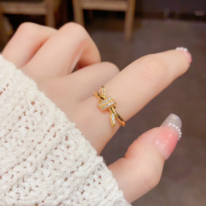 Simple Gold Plated Twisted Knot Ring
