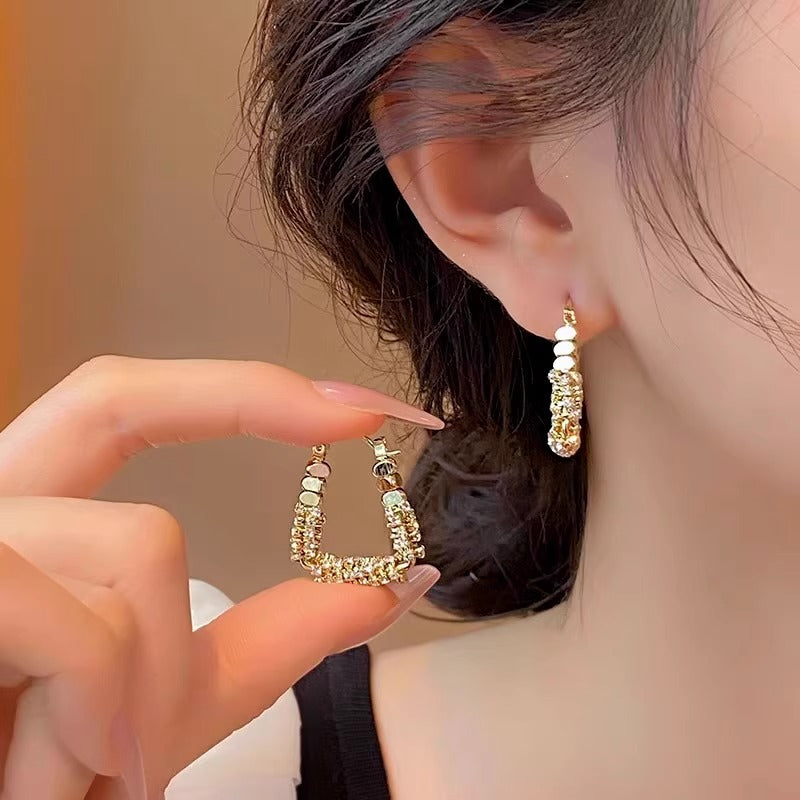 Gold Plated U Shaped CZ Earrings