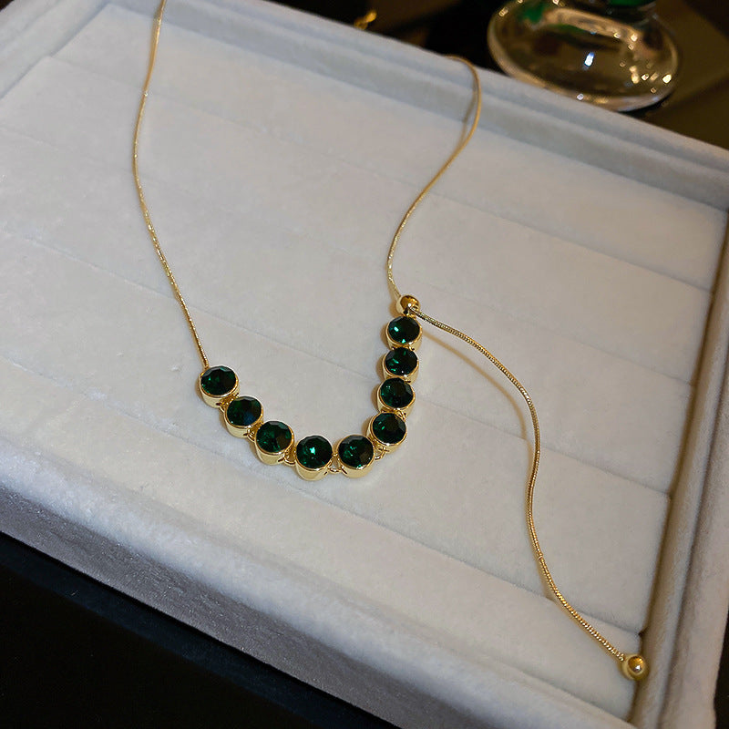  Gold Plating Green CZ Necklace