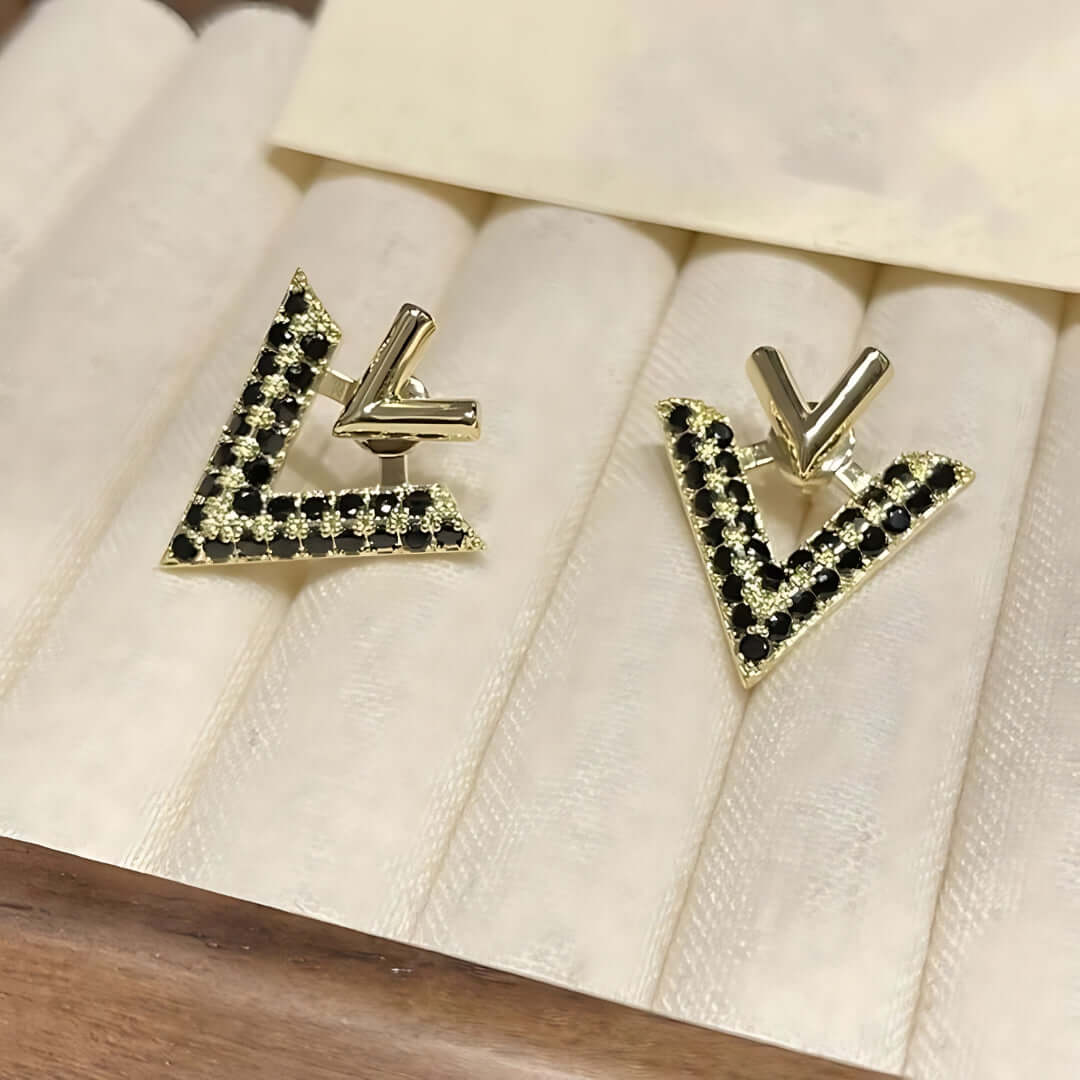 Two Ways Essential V Shaped Chevron Front Back Ear Jacket Earrings