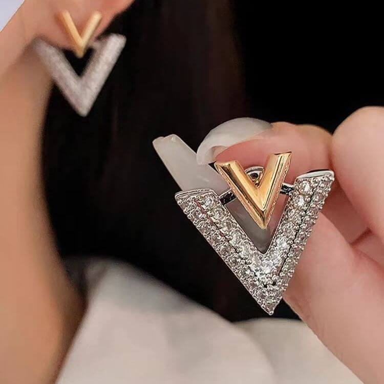 Two Ways Essential V Shaped Chevron Front Back Ear Jacket Earrings