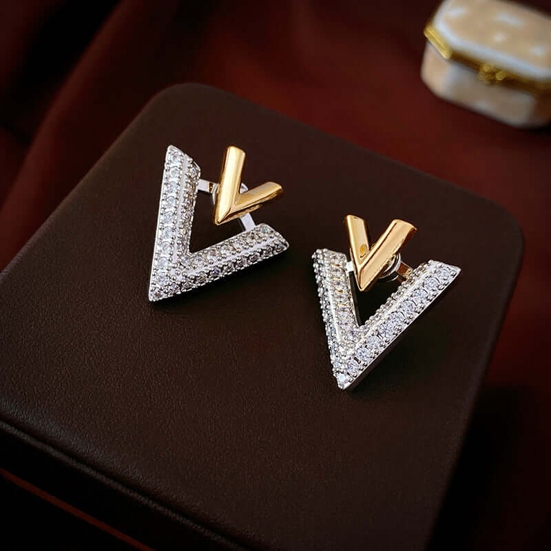 Two Ways Essential V Shaped Chevron Front Back Ear Jacket Earrings