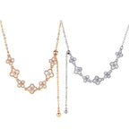 Gold Silver Clover Flower Slider Y Chain Necklace