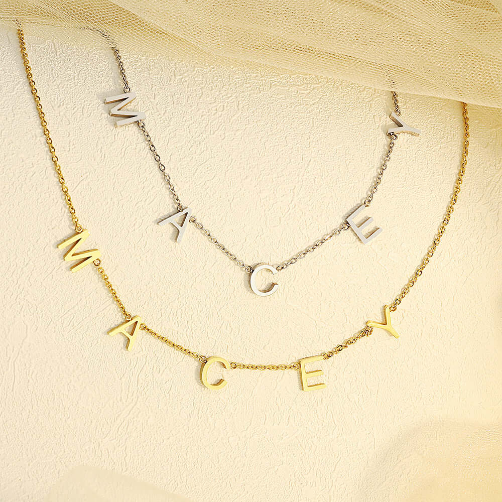 Gold Silver Custom Letter Name Necklace