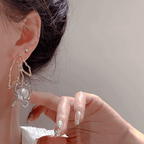 Gold Silver Flower Pearl Drop Earrings