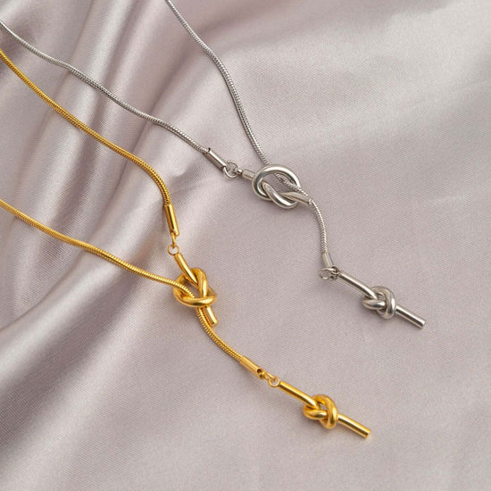 Gold Silver Knot Adjustable Y Necklace